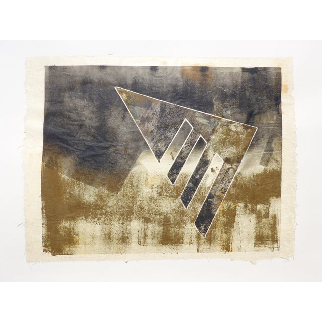 Contemporary Geometric Black and Gold Monoprint by Martha Holden For Sale In Los Angeles - Image 6 of 6