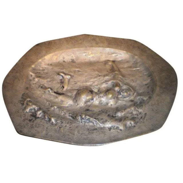 Early 20th Century French Art Nouveau Silvered Bronze Charger or Sculpture For Sale - Image 9 of 9