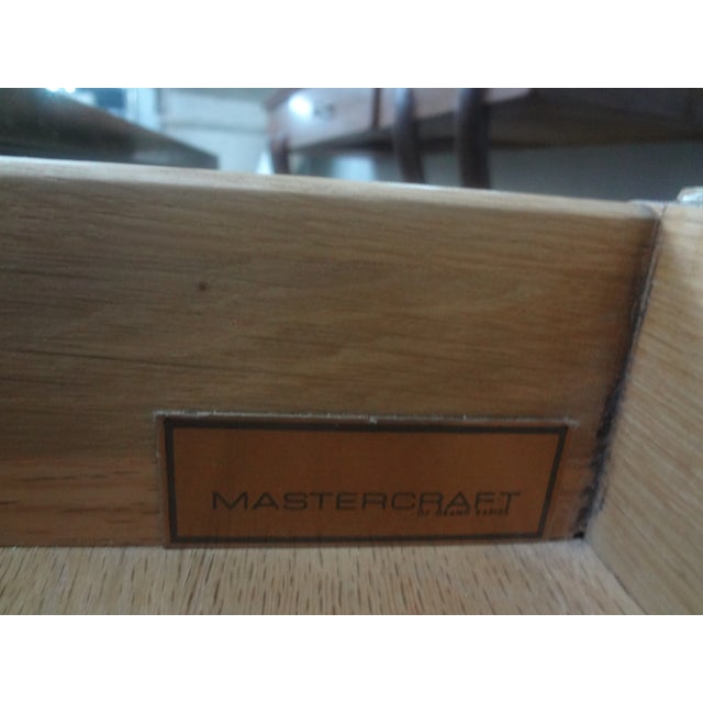 Iconic Mastercraft Brass Desk With Black Leather Top For Sale - Image 11 of 12