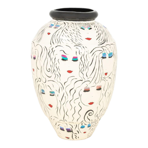 Signed Modern Hand-Painted Ceramic Floor Vase