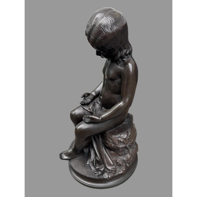 Antique Victorian 14" Figural Bronze Statue Sculpture Signed L.V. E. Robert 1847 along its bottom rim edge In very nice...