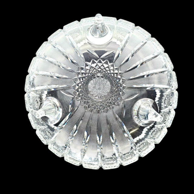 Mid 20th Century Bohemian Queen Anne’s Lace Cut Crystal Footed Bowl, 24% Lead Glass, Sawtooth Rim For Sale - Image 13 of 16