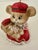 Vintage mother mouse holding a baby mouse Christmas tree bell ornament. Clacker is mouse legs. Bisque porcelain.