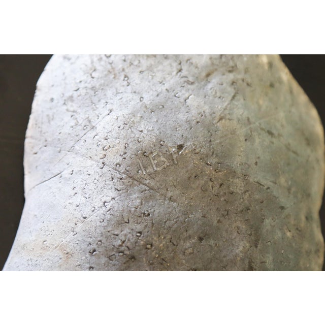 1990s Studio Made Ceramic Catch All Tray Abstract Green Glaze Signed For Sale - Image 6 of 6