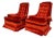 1960s Clyde Pearson Red Velvet High Back Club Chairs- Set of 2 For Sale