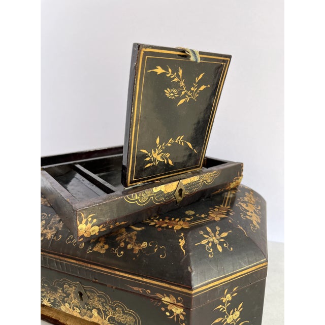 Antique Chinoiserie Sewing Box For Sale - Image 9 of 12