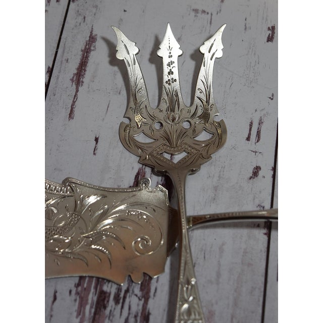 Silver Late 19th Century Beautiful Antique Sterling Silver Fish Server & Fork Set Bailey Banks and Biddle For Sale - Image 8 of 16