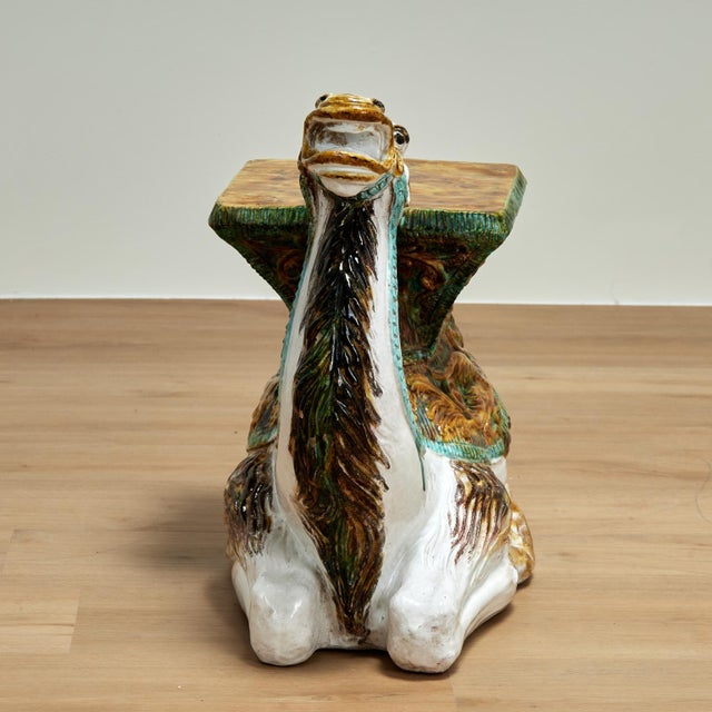 Vintage Italian Glazed Terra Cotta Stool or Stand For Sale - Image 14 of 18