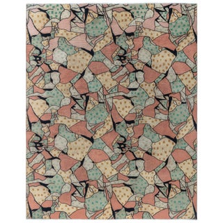 Doris Leslie Blau Vintage French Art Deco Abstract Cream Beige Hand-Knotted Rug For Sale