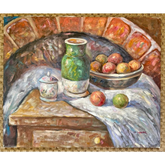 Orange Midcentury Fruit Still Life Painting, Signed For Sale - Image 8 of 8