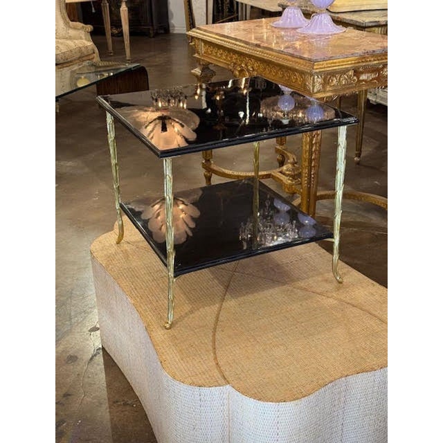 Modern Jansen Manner Black Lacquered Side Table For Sale - Image 3 of 7
