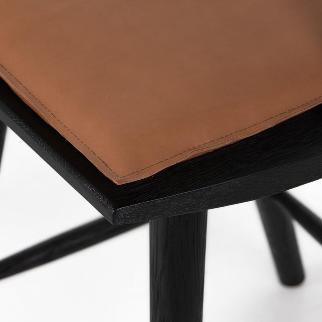 Bronze Four Hands Lewis Windsor Counter Stool - Whiskey Saddle and Black Oak For Sale - Image 8 of 11