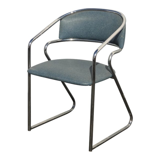 Vintage Mid Century Modern Lowenstein Chrome Chair Made in Italy For Sale