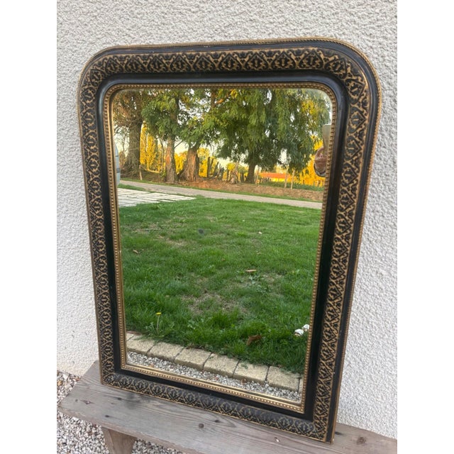 19th Century Napoleon III Mirror in Ebonized Wood and Gilding For Sale - Image 4 of 10