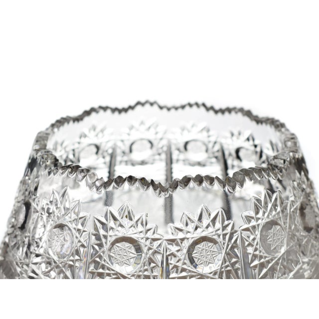 Stunning Bohemian Queen Lace pattern crystal cut vase. The vase features the Queen Lace design with hob stars and saw...