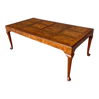 Baker Furniture Coffee Table Appears to Be a Burled English Chestnut or Walnut For Sale