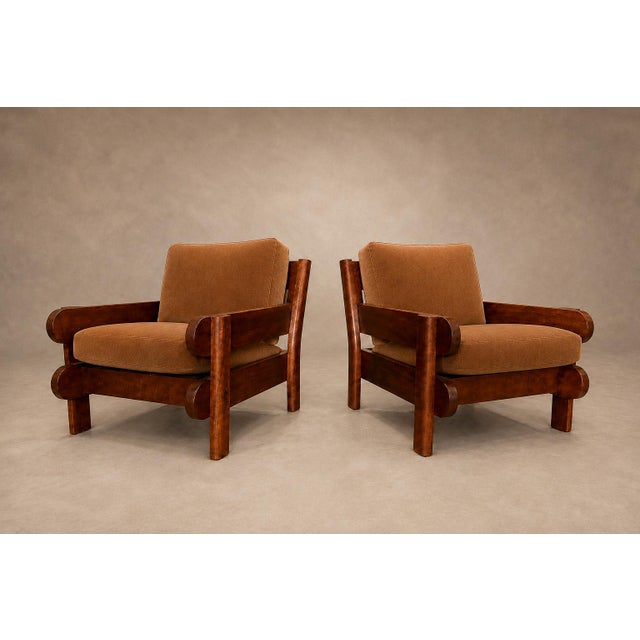 Brazilian Modern Armchair in Imbuia Wood and Cognac Velvet, Brazil, 1960s For Sale - Image 10 of 18