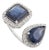 5.32 Carat Deep Blue Sapphire Toi Et Moi Ring With Halo Diamonds in 18k White Gold Size 6.5 For Sale