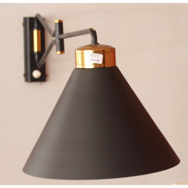Black and Gilt Articulated Wall Light by Rene Mathieu for Lunel, 1950s For Sale - Image 4 of 9