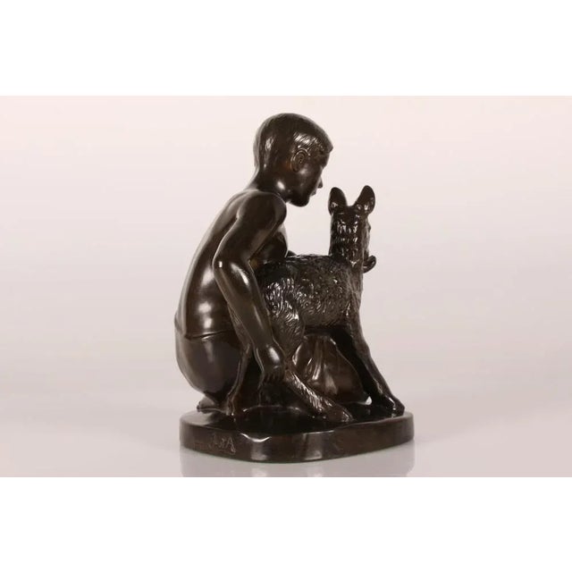 Figurine of Young Shepherd with Lamb in Disco Metal by Just Andersen, 1950s For Sale - Image 4 of 10