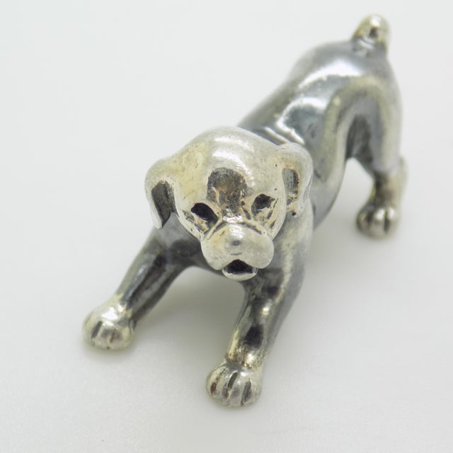 Metal Vintage Italian Playful Puppy Dog Figurine in Silver 800 by Sorini, Arezzo, 1980s For Sale - Image 7 of 14