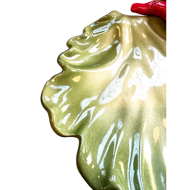 Green Circa 1950 Brad Keeler California Pottery Lobsterware Lettuce Leaf Dish For Sale - Image 8 of 11