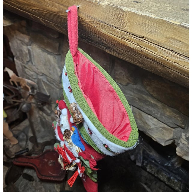 Set of 2 Vintage Festive Christmas Stockings For Sale - Image 10 of 18