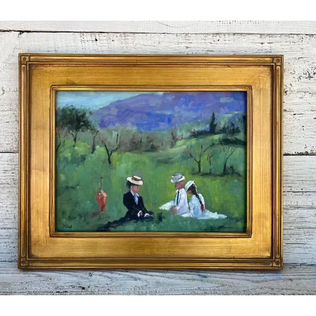 Green Contemporary Impressionist Oil Painting Figurative Landscape For Sale - Image 8 of 12