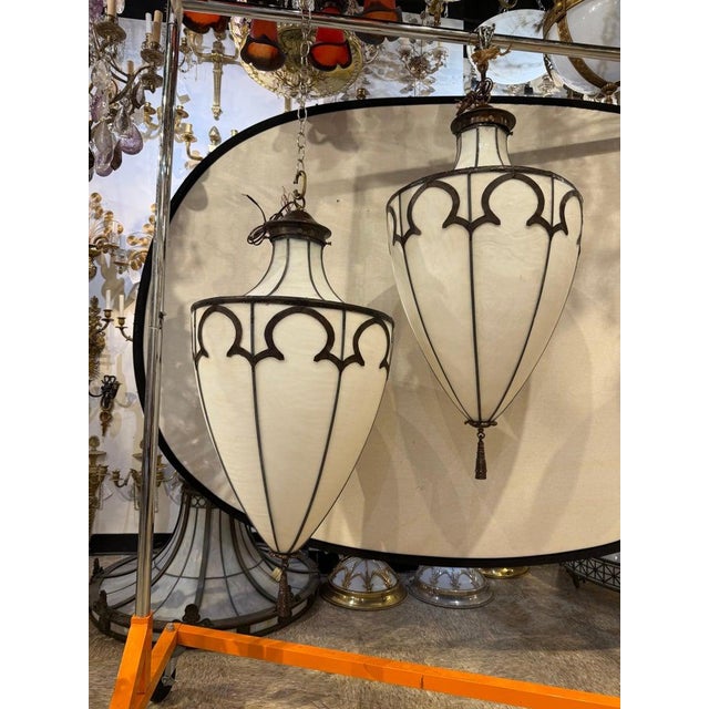 1900 - 1909 1900 Leaded Glass Large Light Fixture For Sale - Image 5 of 7