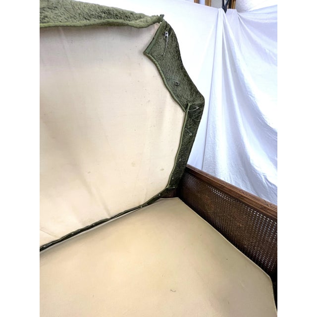 Brown Antique French Cane Daybed With Carved Roses and Velvet Upholstery For Sale - Image 8 of 13