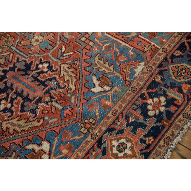 1920s Antique Persian Heriz Medallion Wool Carpet For Sale - Image 10 of 13