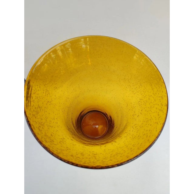Goldenrod Vintage Bubble Glass Vase, 1970s For Sale - Image 8 of 9