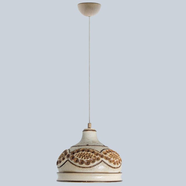 Ceramic Danish Brown Beige Ceramic Pendant, 1970 For Sale - Image 7 of 14