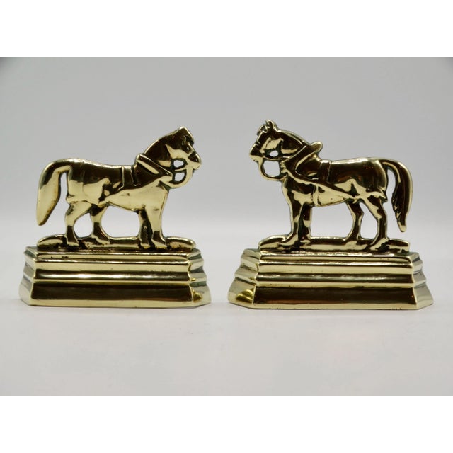 English Antique English Gilt Brass Shire Horse Mantle Decorations, a Pair For Sale - Image 3 of 6