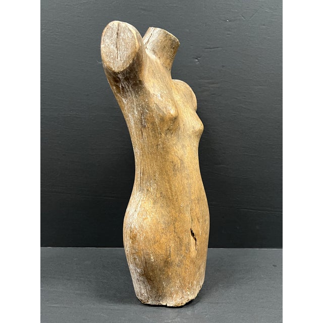 Late 20th Century Carved Solid Wood Female Torso Sculpture For Sale In New York - Image 6 of 8