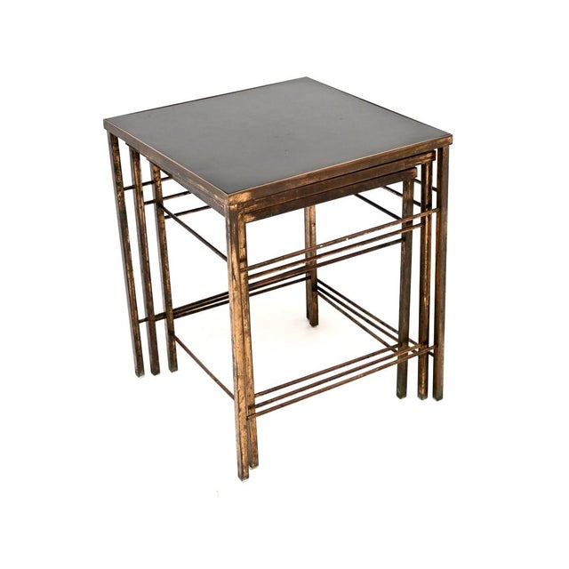 Mid-Century Modern Vintage Brass Nesting Tables, 1960, Set of 3 For Sale - Image 3 of 11