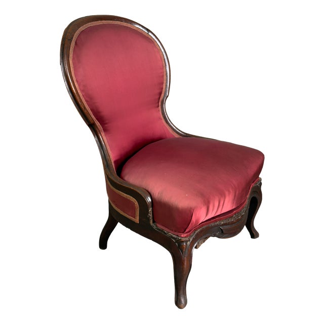 Antique Wooden and Ceramic Dressing Chair from Laveno, 1900s For Sale