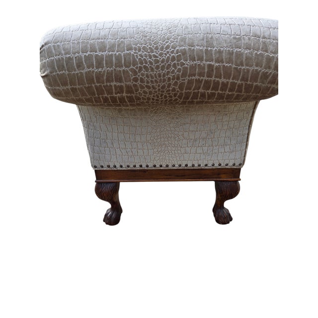 Vintage Oversized Window Bench Settee Alligator Print Paw Feet Attributed to Ralph Lauren For Sale - Image 16 of 18