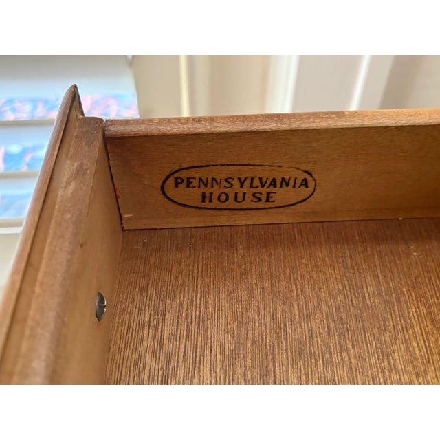 1970s Pennsylvania House Traditional Secretary Desk With Lock and Key For Sale - Image 9 of 12