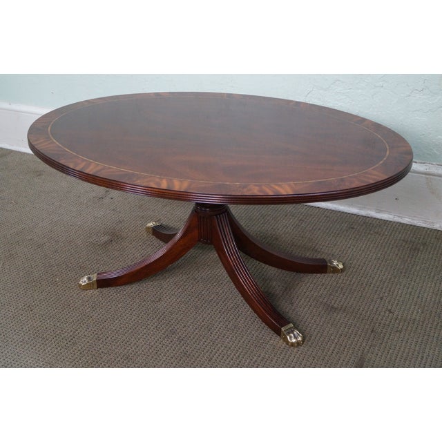 Henkel Harris Flame Mahogany Oval Pedestal Coffee Table Chairish