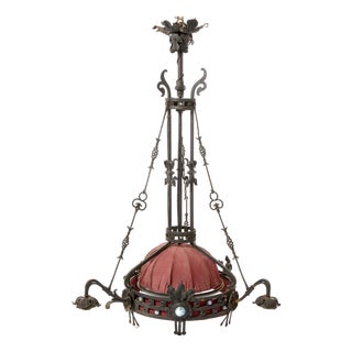 Wrought Iron Chandelier, 1890s For Sale