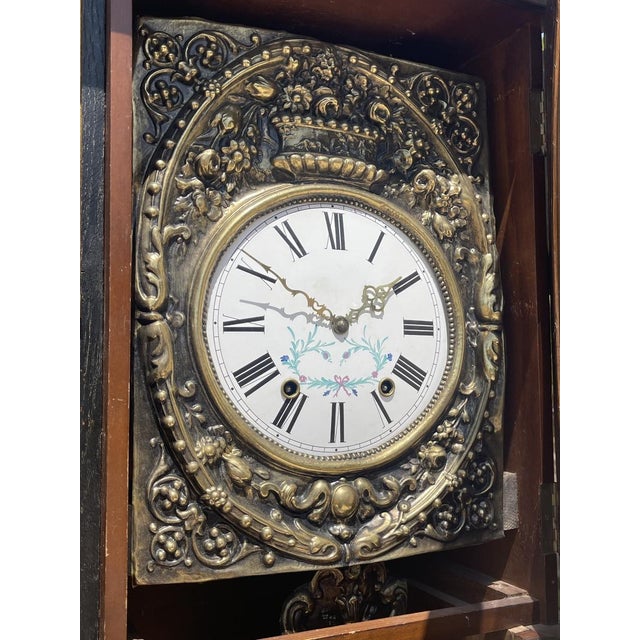 Wood Gothic Style Oak Clock For Sale - Image 7 of 13
