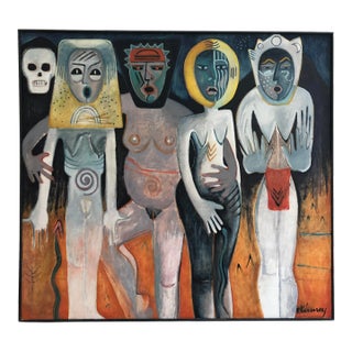 Large Original Oil on Canvas Kinney Painting Jean-Michael Basquiat Style For Sale