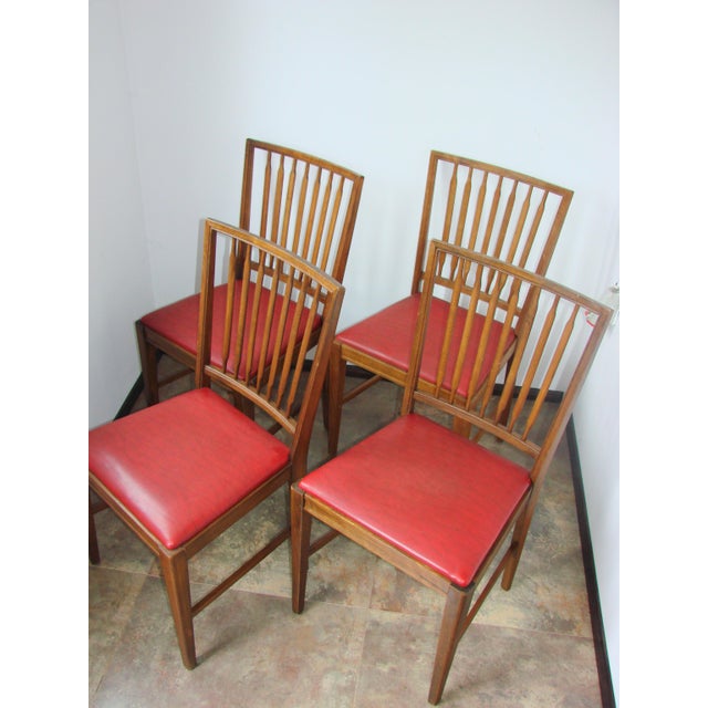 Brown Vintage Chairs in Oak and Eco-Leather, 1960s, Set of 4 For Sale - Image 8 of 9