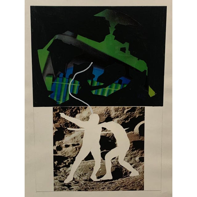 Renato Volpini, Space Scene, 1969, Collage and Tempera For Sale - Image 4 of 6