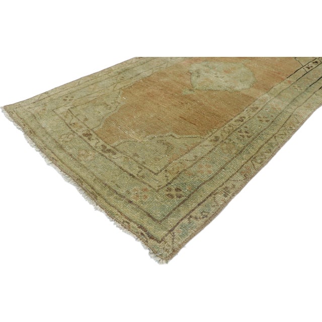 52714 Vintage Turkish Oushak Rug, 02'02 x 04'03. The Gilded Reverie: A Vintage Turkish Oushak Masterpiece of Serene...