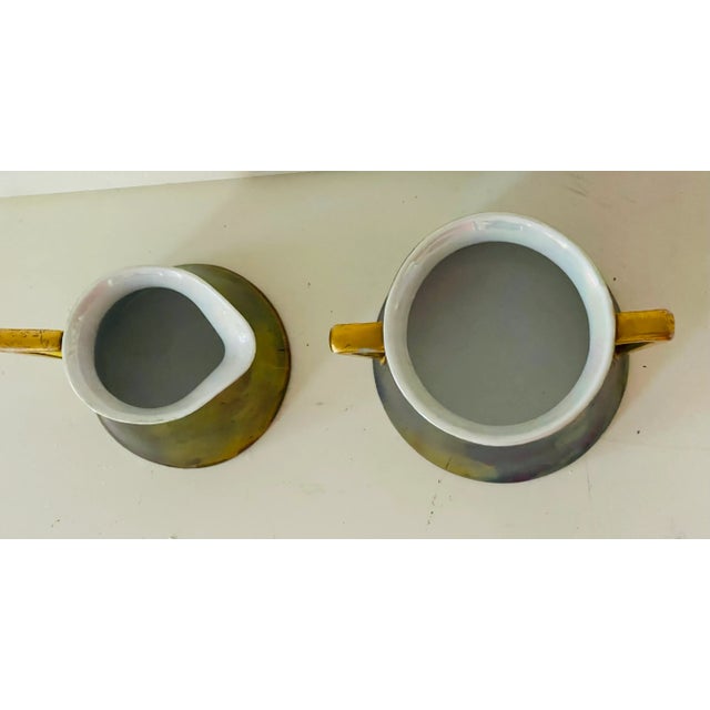 Austrian Art Nouveau Loetz Irridescent Porcelain Creamer & Sugar Bowl For Sale - Image 4 of 4