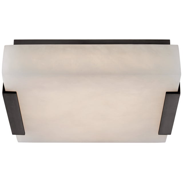 Modern Kelly Wearstler for Visual Comfort Signature Covet Small Flush Mount in Bronze with Alabaster For Sale - Image 3 of 3