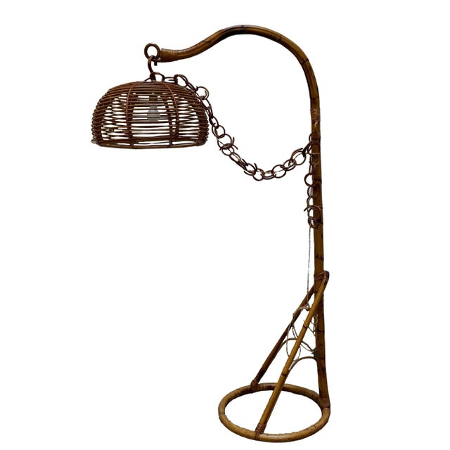 Large floor lamp made entirely of an elegant bamboo structure, Italian production datatable with approximation to the...