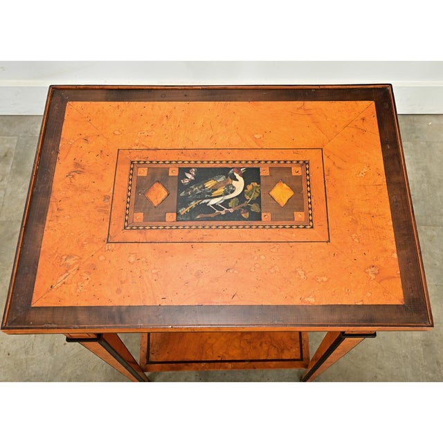 English 19th Century Birch Marquetry & Stone Inlay Table For Sale - Image 9 of 12